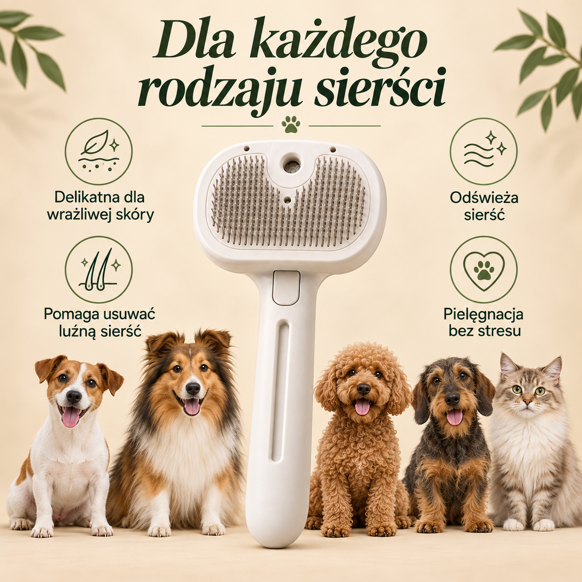 Szczotka odpowiednia do różnych rodzajów sierści