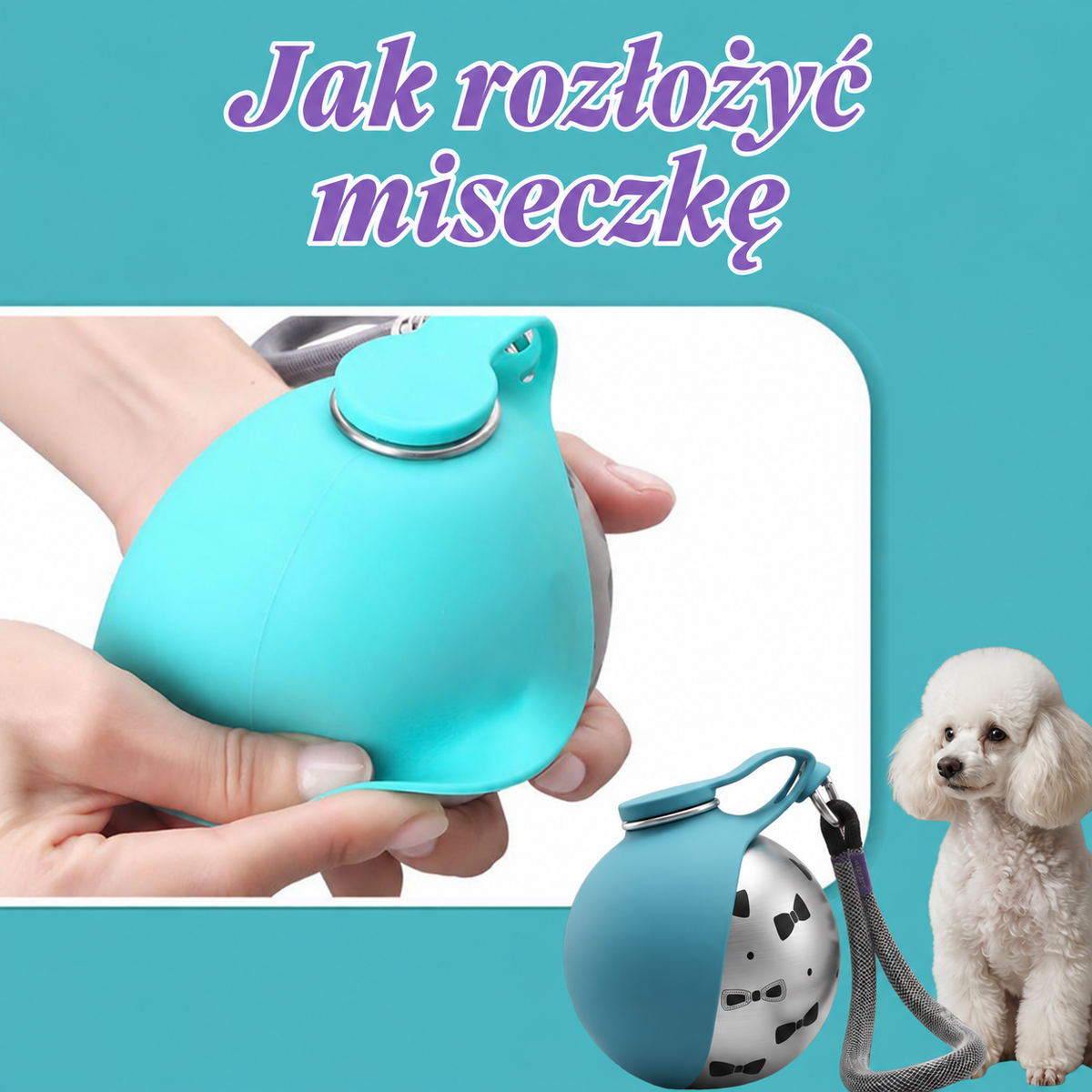 Butelka podróżna dla psa ze składaną miseczką — 3
