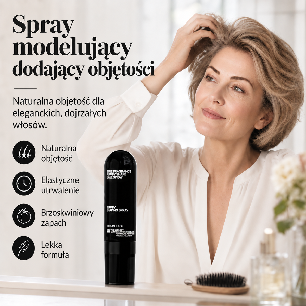 Spray modelujący dodający objętości o zapachu brzoskwini